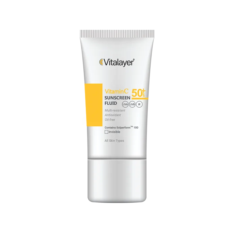 فلوئید ضدآفتاب رنگی ویتالیر 50 SPF مدل Vitamin C